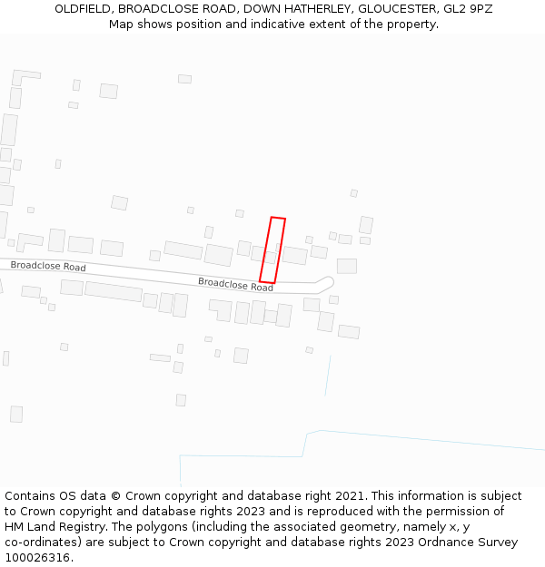 OLDFIELD, BROADCLOSE ROAD, DOWN HATHERLEY, GLOUCESTER, GL2 9PZ: Location map and indicative extent of plot