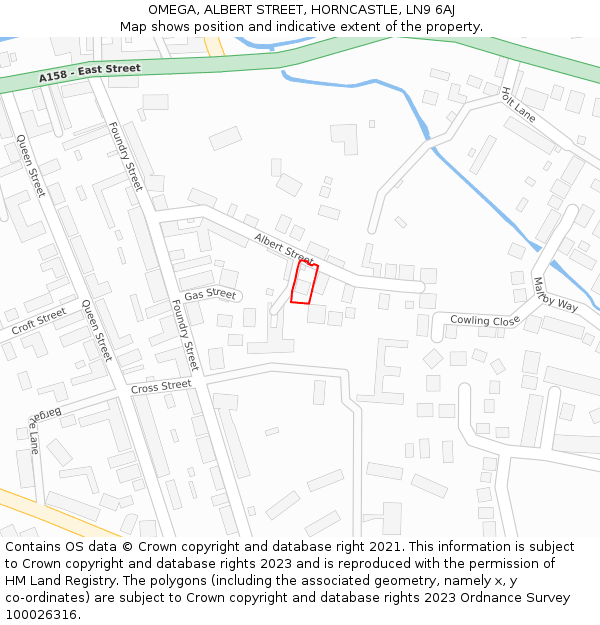 OMEGA, ALBERT STREET, HORNCASTLE, LN9 6AJ: Location map and indicative extent of plot