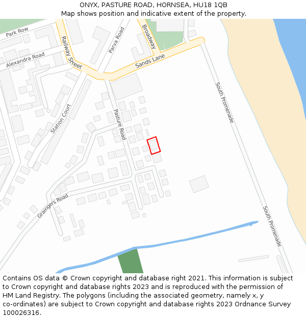 ONYX, PASTURE ROAD, HORNSEA, HU18 1QB: Location map and indicative extent of plot