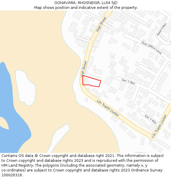 OONAVARA, RHOSNEIGR, LL64 5JD: Location map and indicative extent of plot