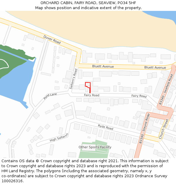 ORCHARD CABIN, FAIRY ROAD, SEAVIEW, PO34 5HF: Location map and indicative extent of plot