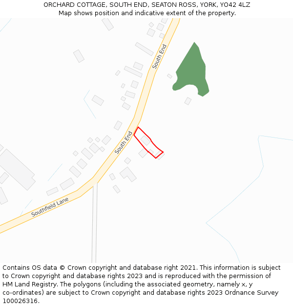 ORCHARD COTTAGE, SOUTH END, SEATON ROSS, YORK, YO42 4LZ: Location map and indicative extent of plot