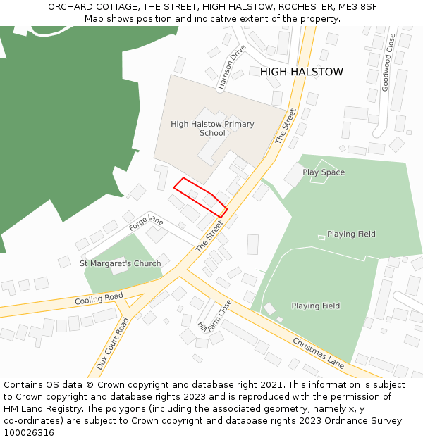 ORCHARD COTTAGE, THE STREET, HIGH HALSTOW, ROCHESTER, ME3 8SF: Location map and indicative extent of plot