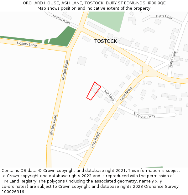 ORCHARD HOUSE, ASH LANE, TOSTOCK, BURY ST EDMUNDS, IP30 9QE: Location map and indicative extent of plot