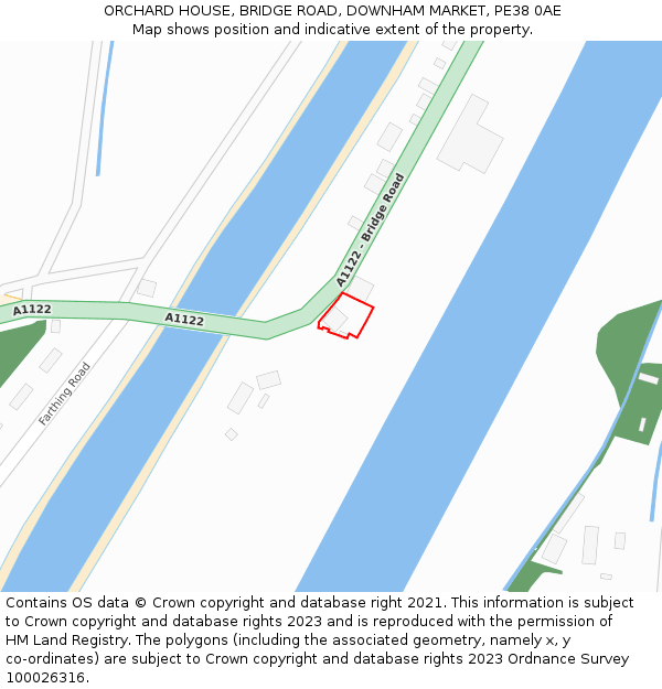 ORCHARD HOUSE, BRIDGE ROAD, DOWNHAM MARKET, PE38 0AE: Location map and indicative extent of plot