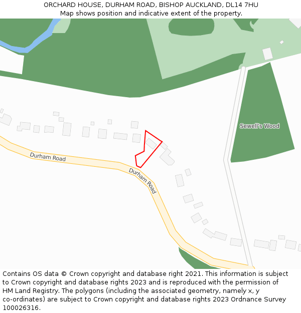 ORCHARD HOUSE, DURHAM ROAD, BISHOP AUCKLAND, DL14 7HU: Location map and indicative extent of plot