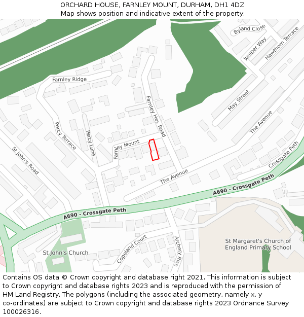 ORCHARD HOUSE, FARNLEY MOUNT, DURHAM, DH1 4DZ: Location map and indicative extent of plot