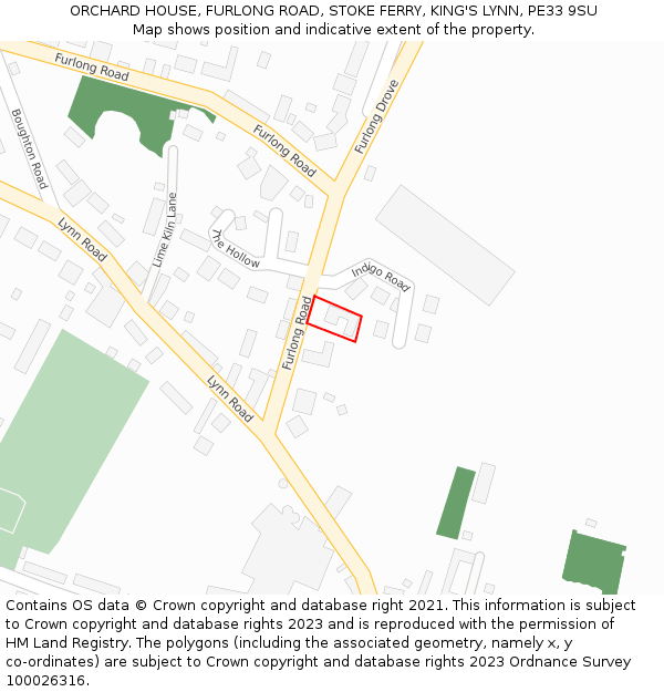 ORCHARD HOUSE, FURLONG ROAD, STOKE FERRY, KING'S LYNN, PE33 9SU: Location map and indicative extent of plot