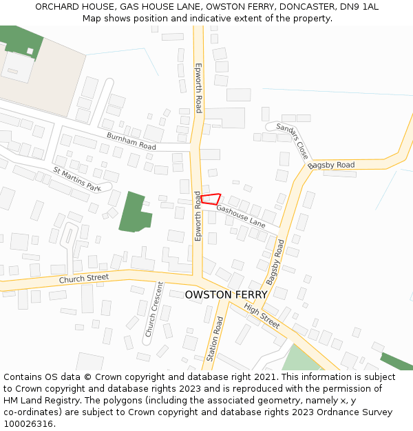 ORCHARD HOUSE, GAS HOUSE LANE, OWSTON FERRY, DONCASTER, DN9 1AL: Location map and indicative extent of plot