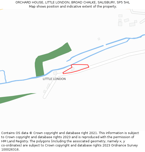 ORCHARD HOUSE, LITTLE LONDON, BROAD CHALKE, SALISBURY, SP5 5HL: Location map and indicative extent of plot