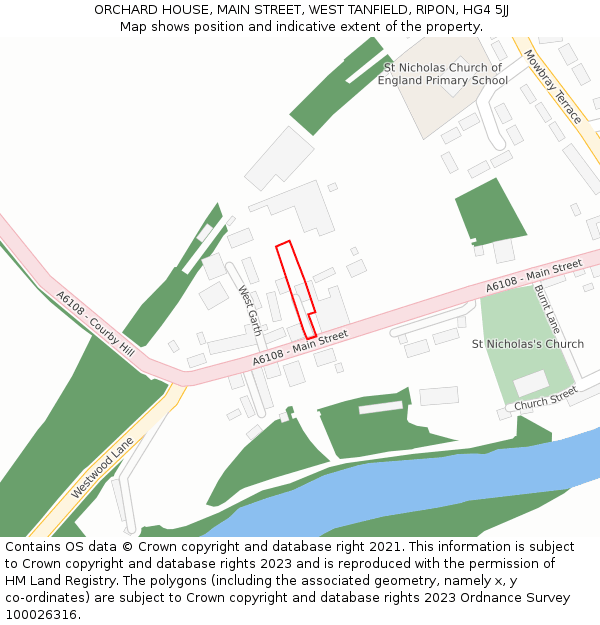 ORCHARD HOUSE, MAIN STREET, WEST TANFIELD, RIPON, HG4 5JJ: Location map and indicative extent of plot