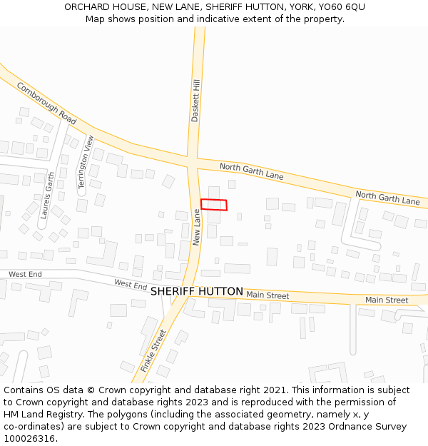 ORCHARD HOUSE, NEW LANE, SHERIFF HUTTON, YORK, YO60 6QU: Location map and indicative extent of plot