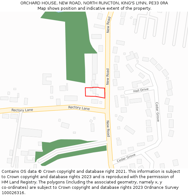 ORCHARD HOUSE, NEW ROAD, NORTH RUNCTON, KING'S LYNN, PE33 0RA: Location map and indicative extent of plot