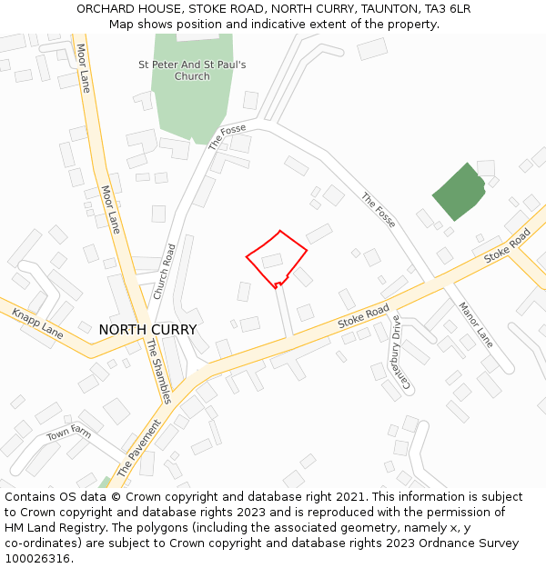 ORCHARD HOUSE, STOKE ROAD, NORTH CURRY, TAUNTON, TA3 6LR: Location map and indicative extent of plot