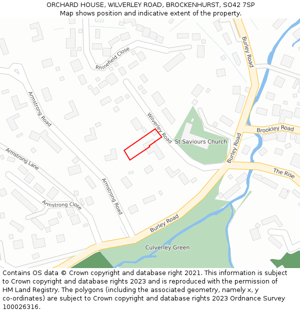 ORCHARD HOUSE, WILVERLEY ROAD, BROCKENHURST, SO42 7SP: Location map and indicative extent of plot