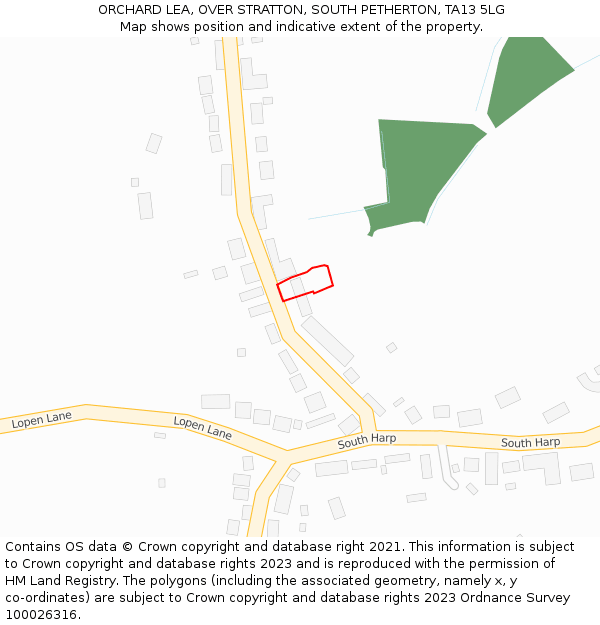 ORCHARD LEA, OVER STRATTON, SOUTH PETHERTON, TA13 5LG: Location map and indicative extent of plot