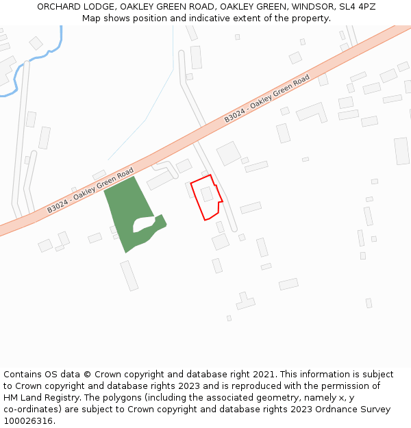 ORCHARD LODGE, OAKLEY GREEN ROAD, OAKLEY GREEN, WINDSOR, SL4 4PZ: Location map and indicative extent of plot