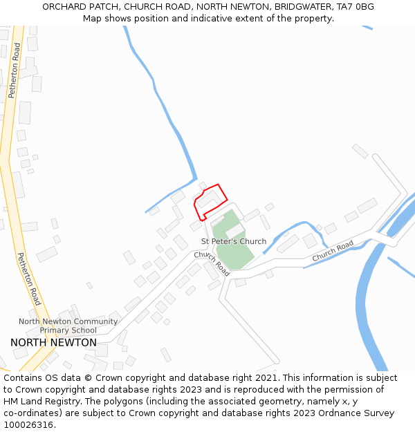 ORCHARD PATCH, CHURCH ROAD, NORTH NEWTON, BRIDGWATER, TA7 0BG: Location map and indicative extent of plot