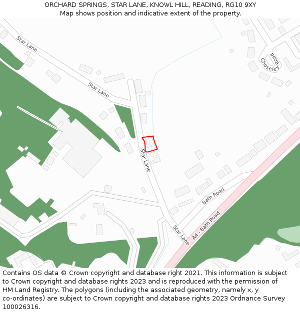 ORCHARD SPRINGS, STAR LANE, KNOWL HILL, READING, RG10 9XY: Location map and indicative extent of plot