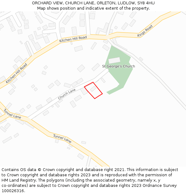 ORCHARD VIEW, CHURCH LANE, ORLETON, LUDLOW, SY8 4HU: Location map and indicative extent of plot
