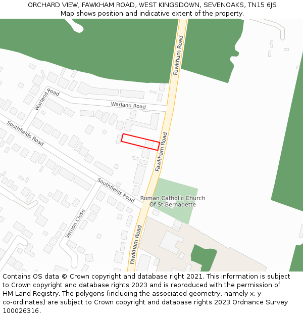 ORCHARD VIEW, FAWKHAM ROAD, WEST KINGSDOWN, SEVENOAKS, TN15 6JS: Location map and indicative extent of plot