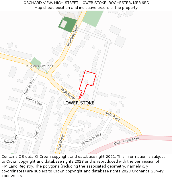 ORCHARD VIEW, HIGH STREET, LOWER STOKE, ROCHESTER, ME3 9RD: Location map and indicative extent of plot