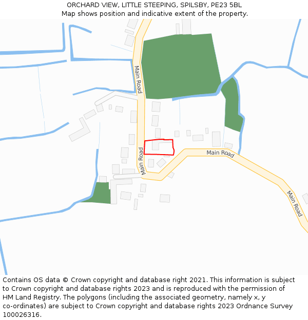 ORCHARD VIEW, LITTLE STEEPING, SPILSBY, PE23 5BL: Location map and indicative extent of plot