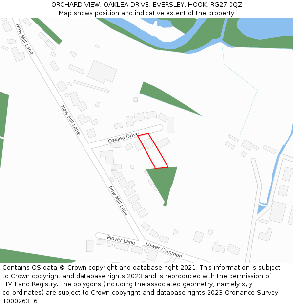 ORCHARD VIEW, OAKLEA DRIVE, EVERSLEY, HOOK, RG27 0QZ: Location map and indicative extent of plot