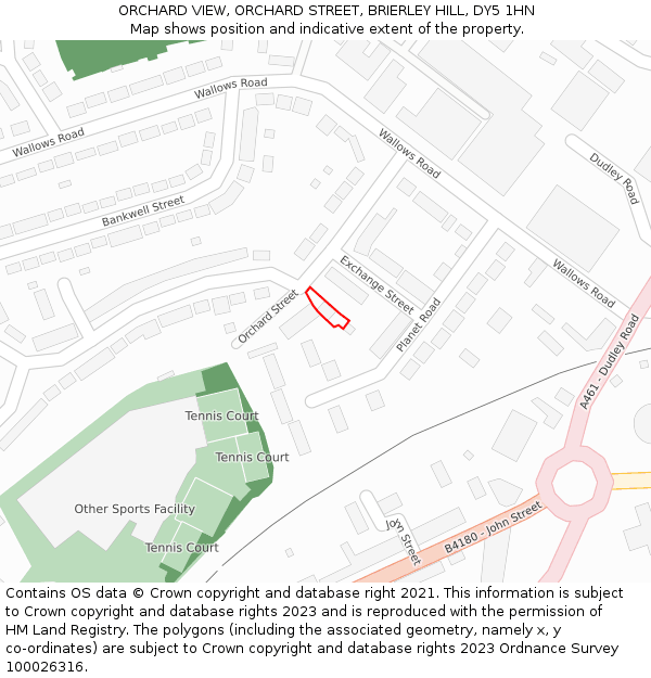ORCHARD VIEW, ORCHARD STREET, BRIERLEY HILL, DY5 1HN: Location map and indicative extent of plot