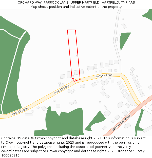 ORCHARD WAY, PARROCK LANE, UPPER HARTFIELD, HARTFIELD, TN7 4AS: Location map and indicative extent of plot