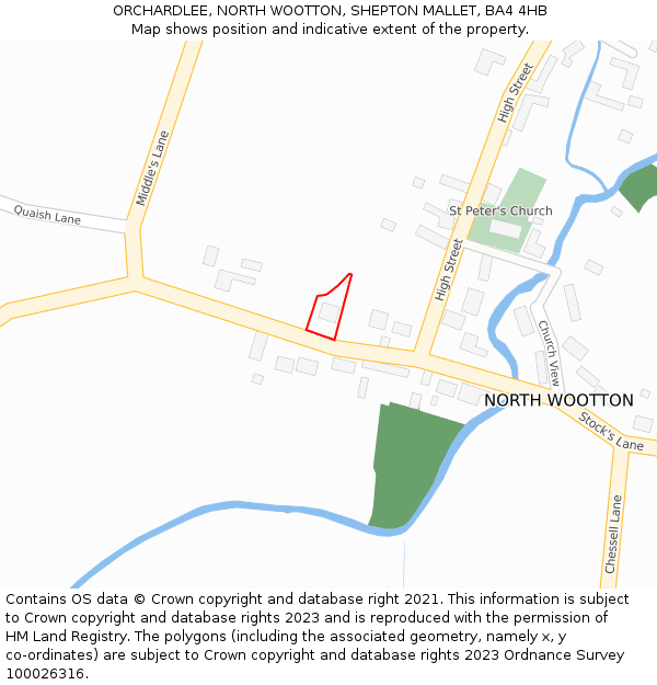 ORCHARDLEE, NORTH WOOTTON, SHEPTON MALLET, BA4 4HB: Location map and indicative extent of plot