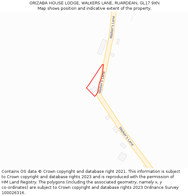 ORIZABA HOUSE LODGE, WALKERS LANE, RUARDEAN, GL17 9XN: Location map and indicative extent of plot