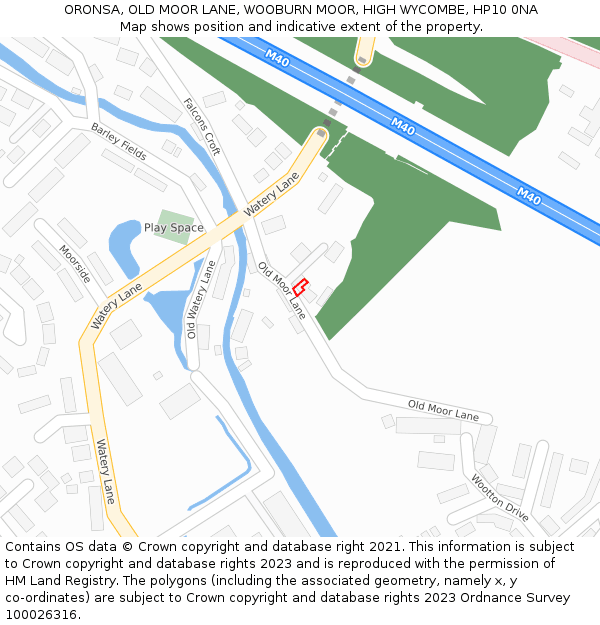 ORONSA, OLD MOOR LANE, WOOBURN MOOR, HIGH WYCOMBE, HP10 0NA: Location map and indicative extent of plot