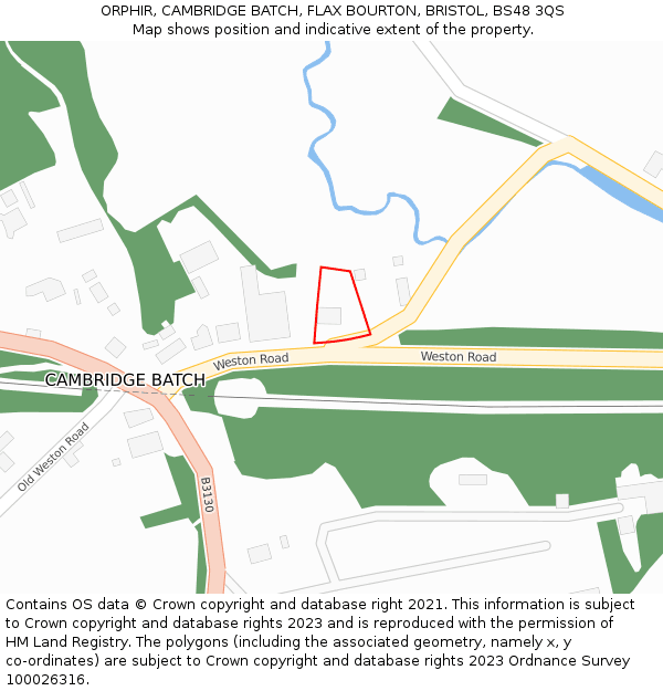 ORPHIR, CAMBRIDGE BATCH, FLAX BOURTON, BRISTOL, BS48 3QS: Location map and indicative extent of plot