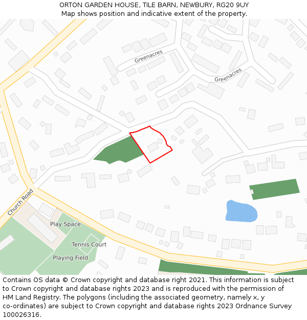 ORTON GARDEN HOUSE, TILE BARN, NEWBURY, RG20 9UY: Location map and indicative extent of plot