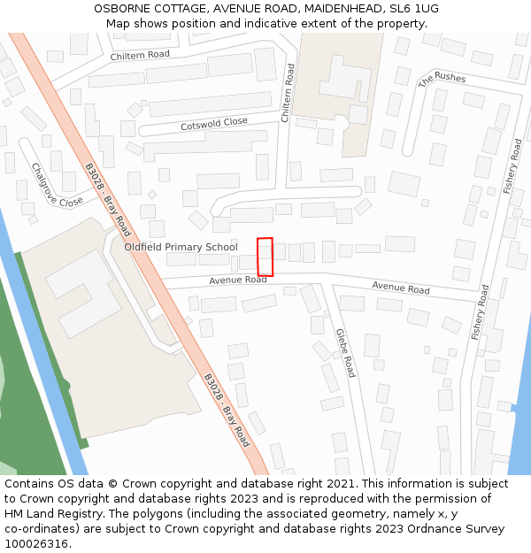 OSBORNE COTTAGE, AVENUE ROAD, MAIDENHEAD, SL6 1UG: Location map and indicative extent of plot