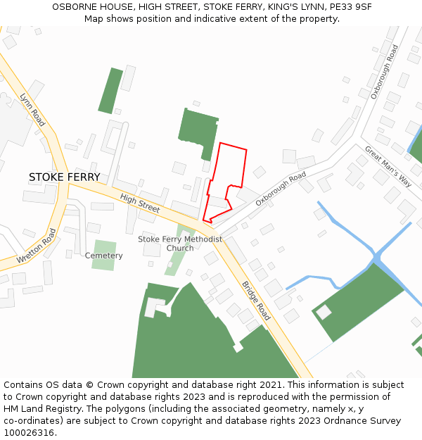 OSBORNE HOUSE, HIGH STREET, STOKE FERRY, KING'S LYNN, PE33 9SF: Location map and indicative extent of plot