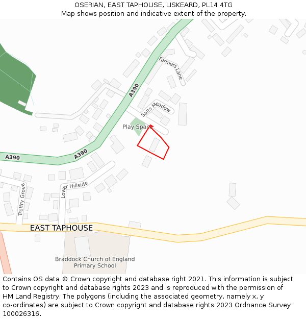 OSERIAN, EAST TAPHOUSE, LISKEARD, PL14 4TG: Location map and indicative extent of plot