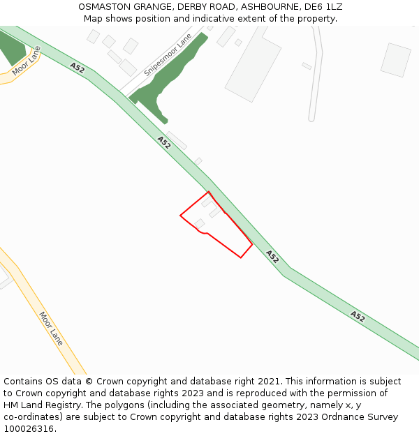 OSMASTON GRANGE, DERBY ROAD, ASHBOURNE, DE6 1LZ: Location map and indicative extent of plot