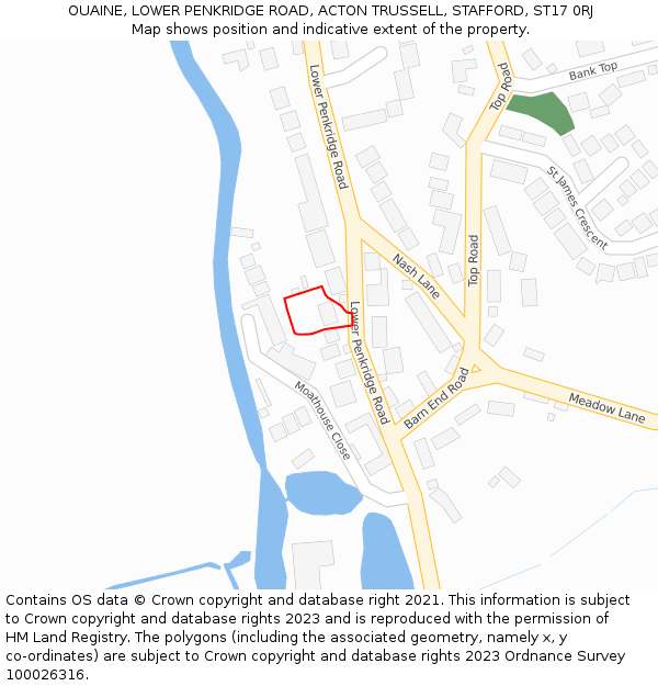 OUAINE, LOWER PENKRIDGE ROAD, ACTON TRUSSELL, STAFFORD, ST17 0RJ: Location map and indicative extent of plot
