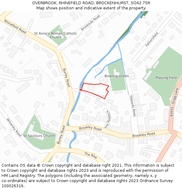 OVERBROOK, RHINEFIELD ROAD, BROCKENHURST, SO42 7SR: Location map and indicative extent of plot