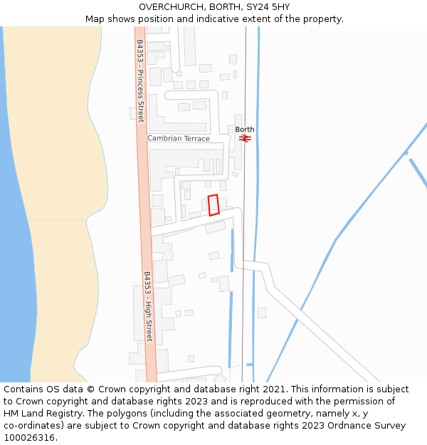 OVERCHURCH, BORTH, SY24 5HY: Location map and indicative extent of plot