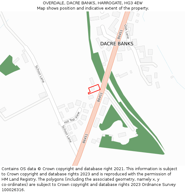 OVERDALE, DACRE BANKS, HARROGATE, HG3 4EW: Location map and indicative extent of plot