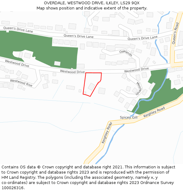 OVERDALE, WESTWOOD DRIVE, ILKLEY, LS29 9QX: Location map and indicative extent of plot