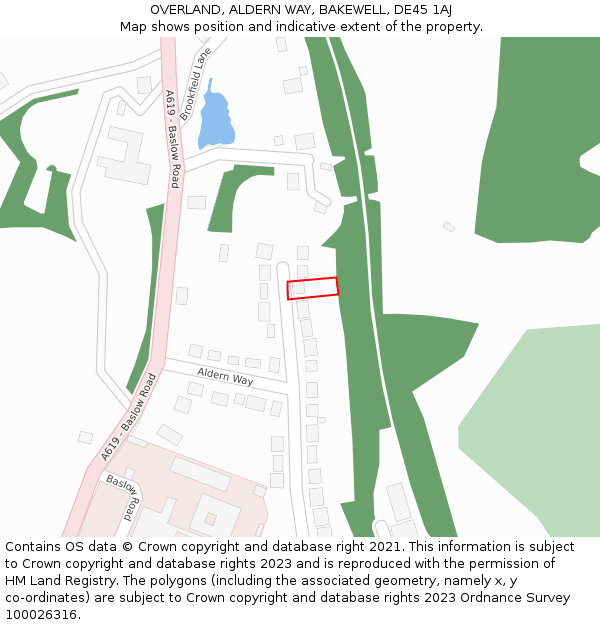 OVERLAND, ALDERN WAY, BAKEWELL, DE45 1AJ: Location map and indicative extent of plot