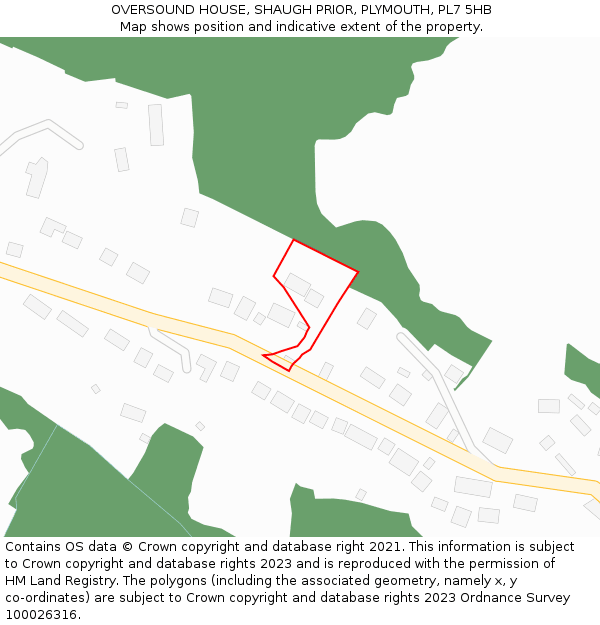 OVERSOUND HOUSE, SHAUGH PRIOR, PLYMOUTH, PL7 5HB: Location map and indicative extent of plot