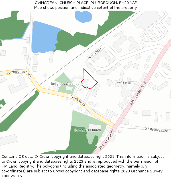 OVINGDEAN, CHURCH PLACE, PULBOROUGH, RH20 1AF: Location map and indicative extent of plot