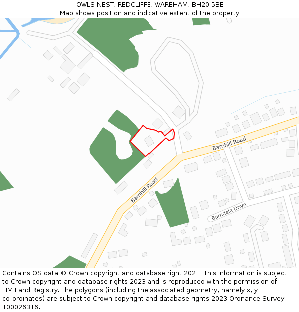 OWLS NEST, REDCLIFFE, WAREHAM, BH20 5BE: Location map and indicative extent of plot