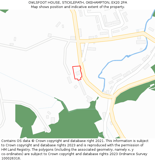OWLSFOOT HOUSE, STICKLEPATH, OKEHAMPTON, EX20 2PA: Location map and indicative extent of plot