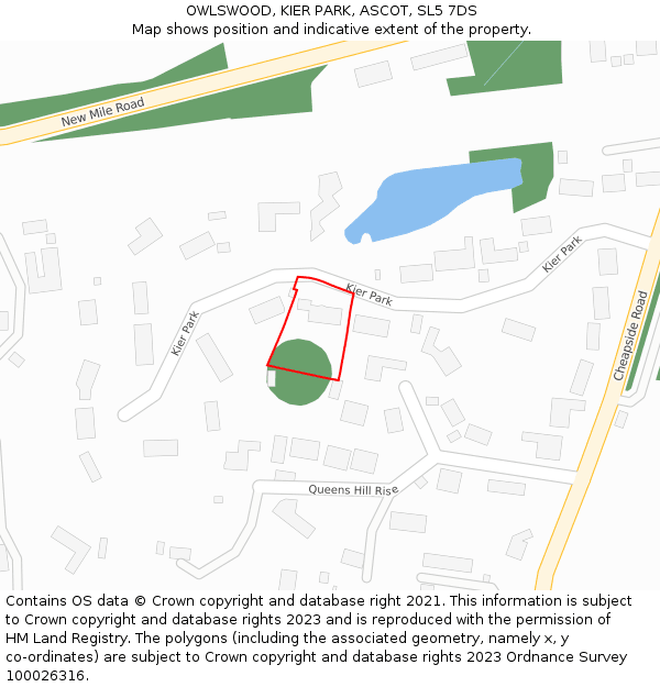 OWLSWOOD, KIER PARK, ASCOT, SL5 7DS: Location map and indicative extent of plot